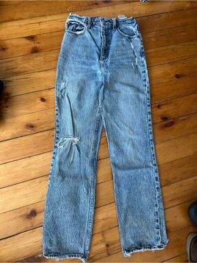 ☀️3/$25 Abercrombie & Fitch Jeans 90s Straight Ultra High Rise ripped jeans 4